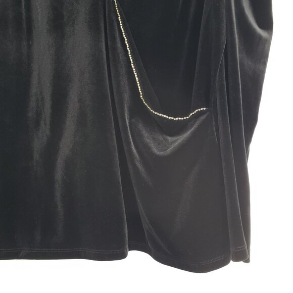 3/$25 INC International Concepts Rhinestone Trim Velvet Top L Long Puff Sleeves - Picture 5 of 7